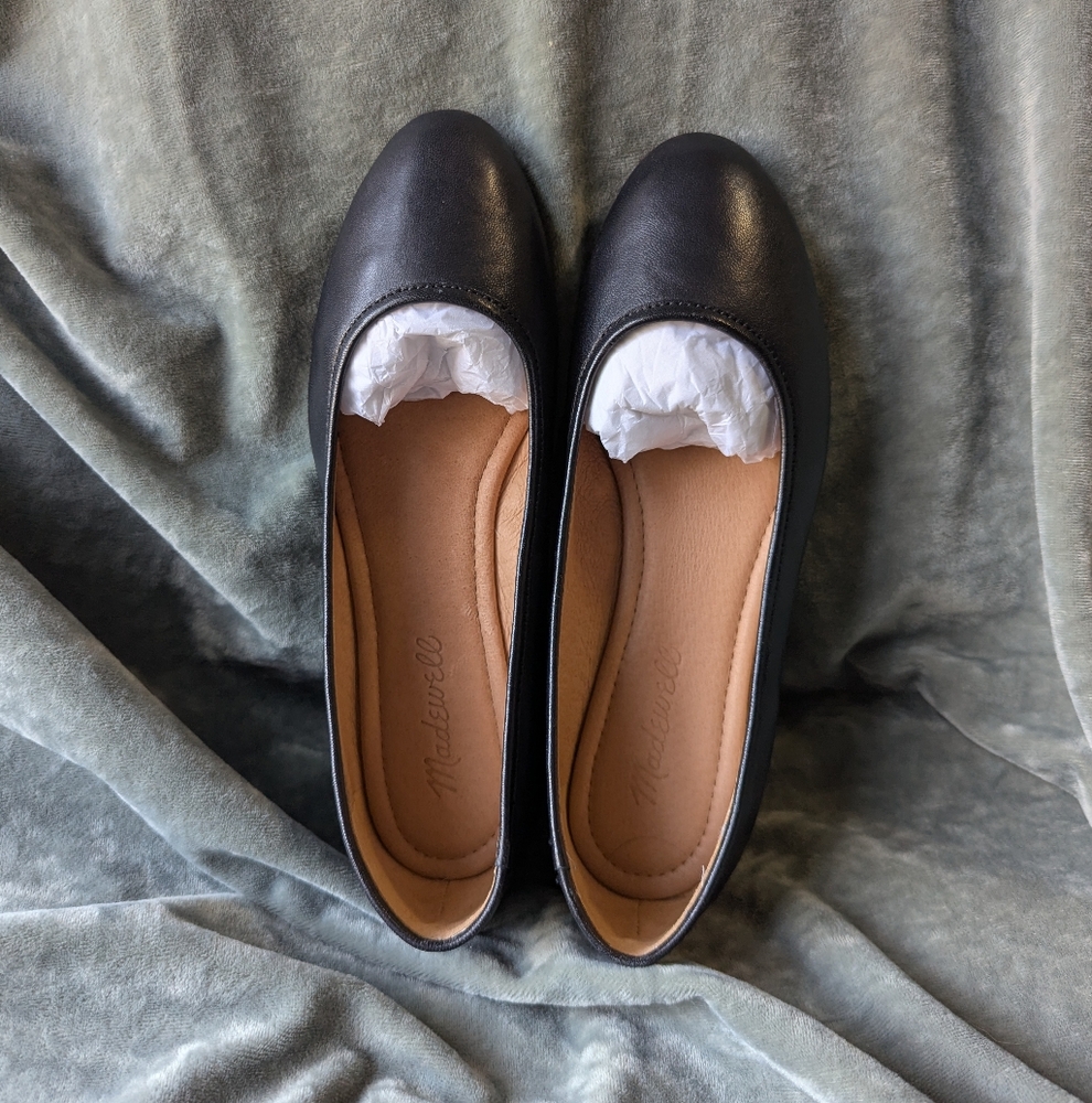New Madewell Alana Ballet Flat Black Leather - Picture 4 of 5